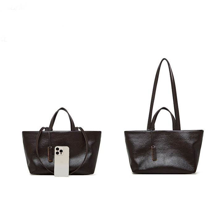 Women's Genuine Leather Vintage Soft Large-Capacity Crossbody Tote Bag