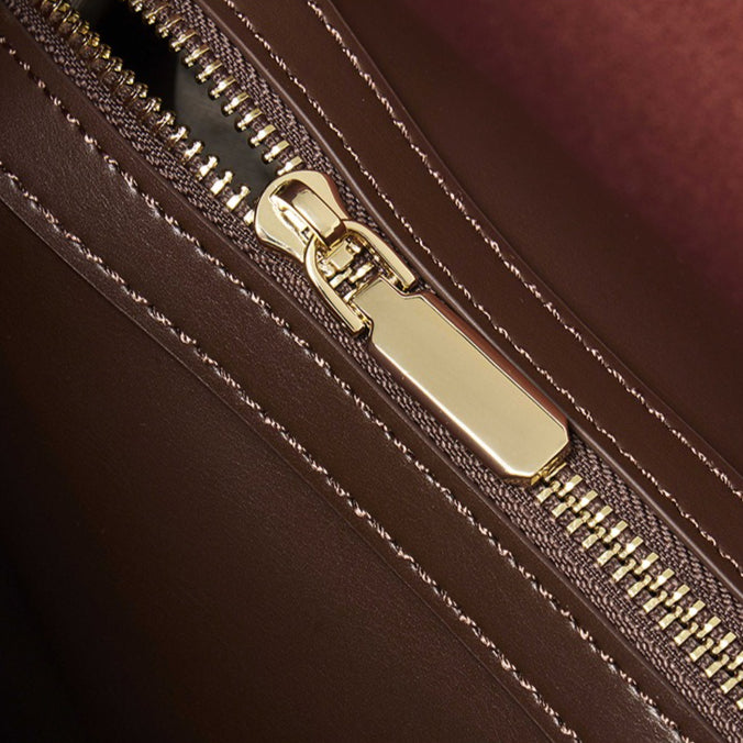 Spacious Plain Genuine Leather Tote Set Minimalist Shoulder Bag