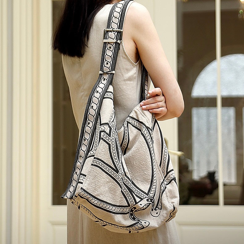 Pony Totem Print Slouchy Large Capacity Lightweight Shoulder Bag
