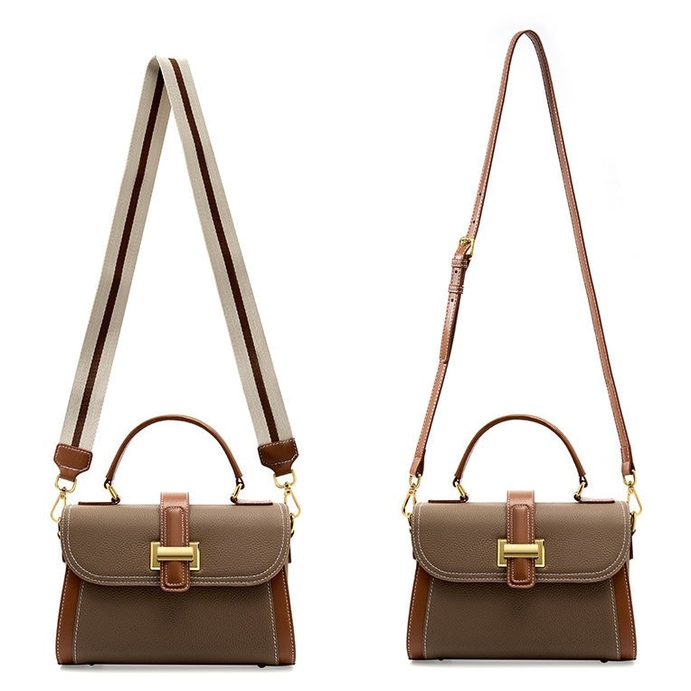 Women’s Luxe Minimalist Leather Structured Top Handle Crossbody Bag