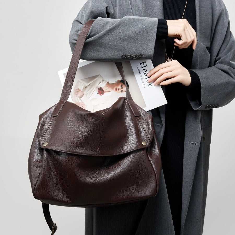 Women's Retro Genuine Leather Soft Minimalist Casual Tote Bag