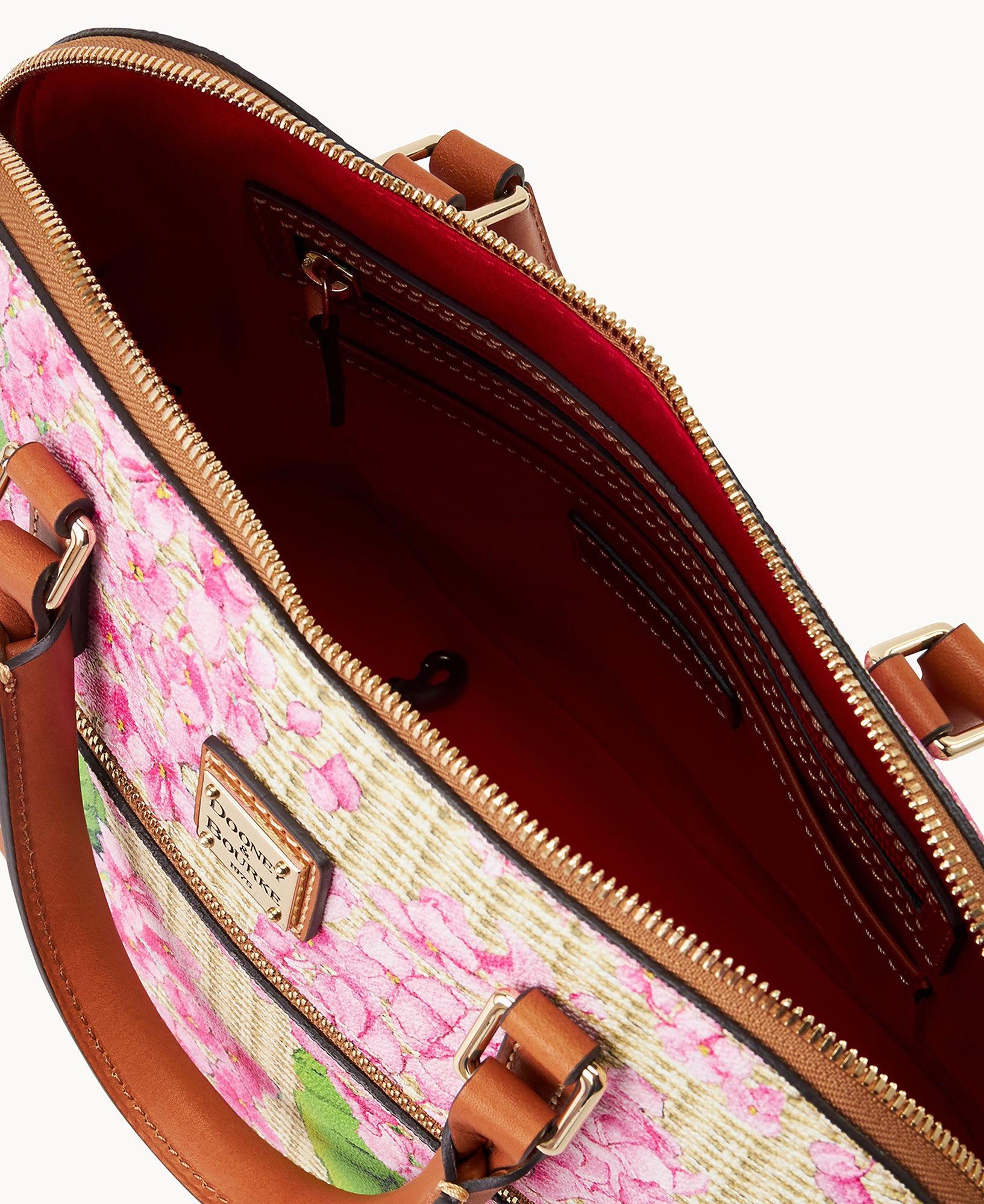 Hydrangea Basketweave Domed Zip Satchel