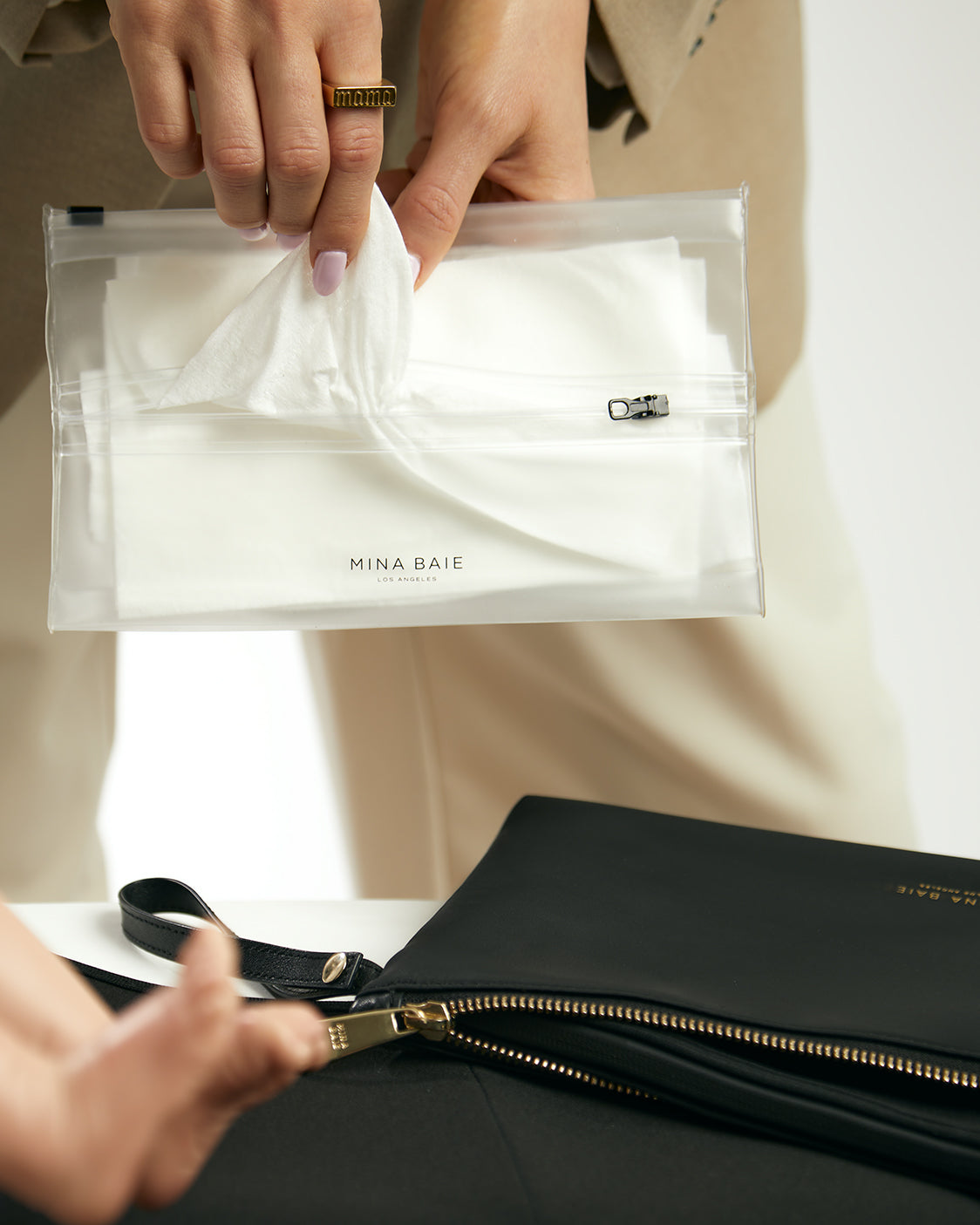 Wipes on hand, style intact.