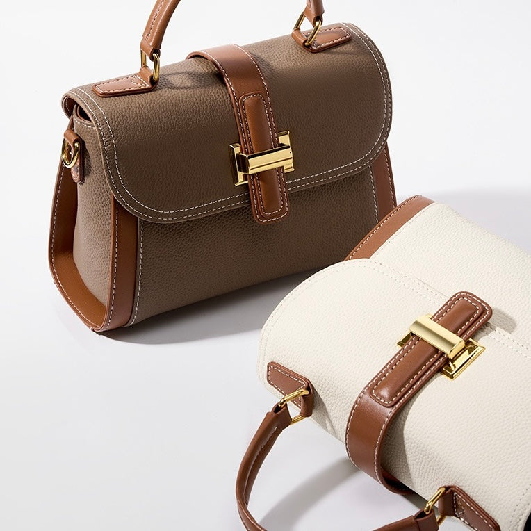 Women’s Luxe Minimalist Leather Structured Top Handle Crossbody Bag
