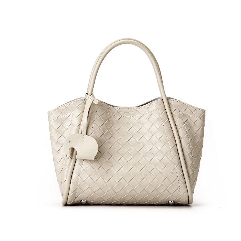 Premium Leather Woven Large Capacity Versatile Tote Crossbody Basket Bag