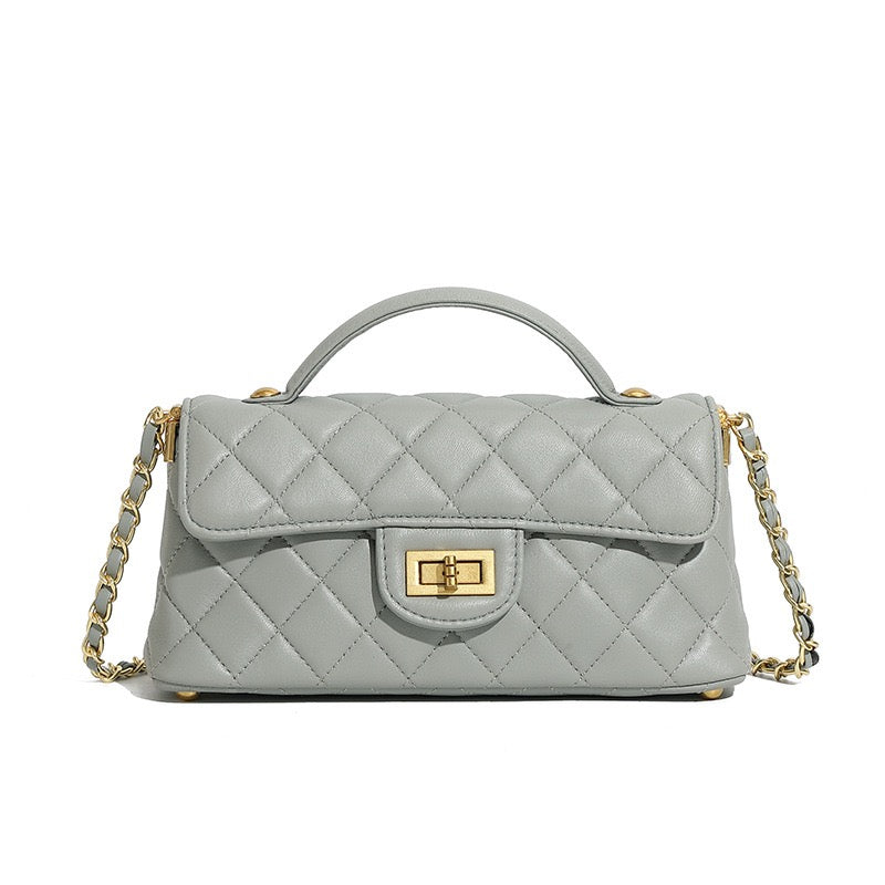 Women’s Genuine Leather Quilted Chain Shoulder Crossbody Bag