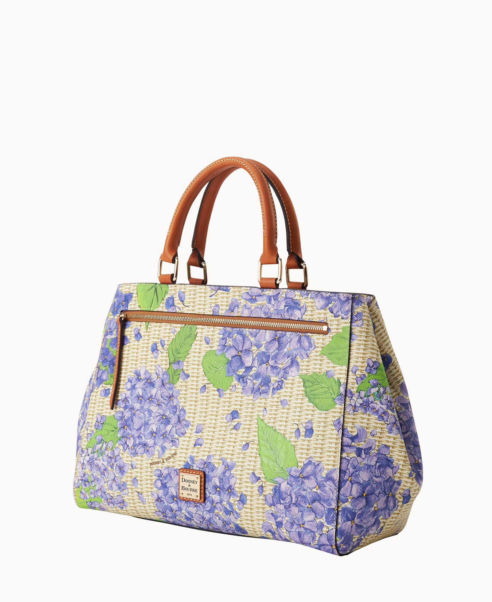 Hydrangea Basketweave Zip Satchel