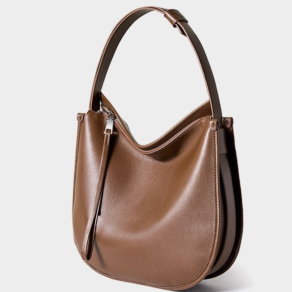 Women’s Genuine Leather Soft Tote Bag in Lazy Chic Style with Large Capacity