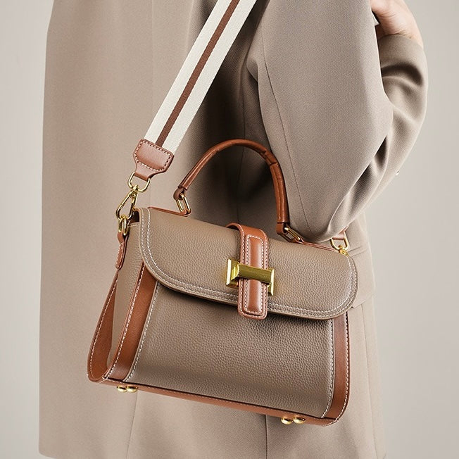 Women’s Luxe Minimalist Leather Structured Top Handle Crossbody Bag