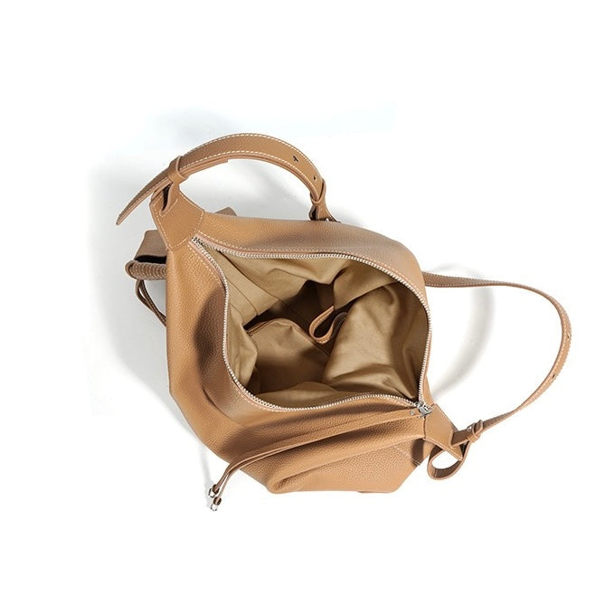Women's Genuine Leather Minimalist Tote Dumpling Bag Shop Handbag