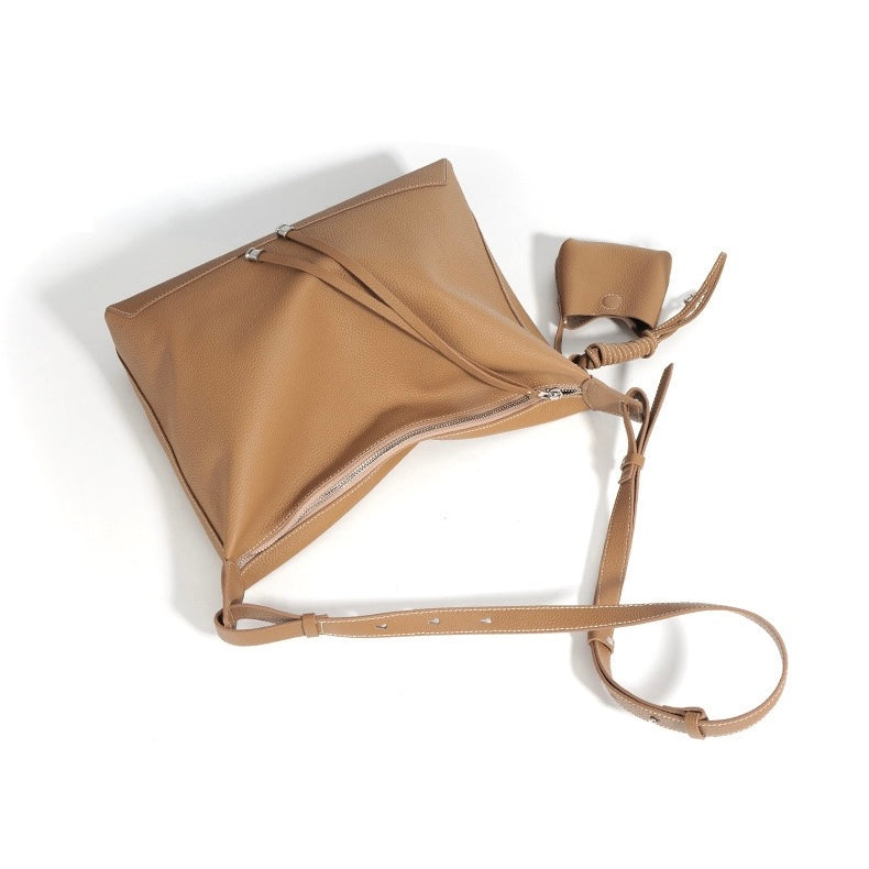 Women's Genuine Leather Minimalist Tote Dumpling Bag Shop Handbag
