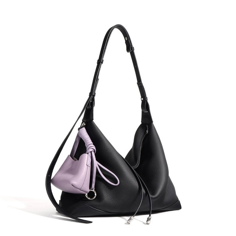 Women's Genuine Leather Minimalist Tote Dumpling Bag Shop Handbag