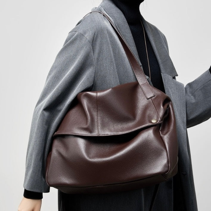 Women's Retro Genuine Leather Soft Minimalist Casual Tote Bag