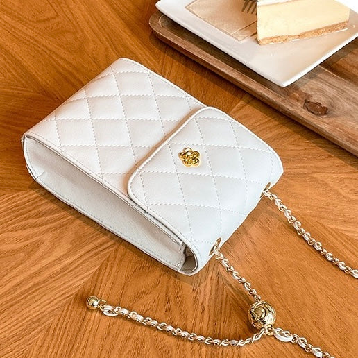 Women's Genuine Leather Chain Mini Crossbody Phone Bag with Chic Style