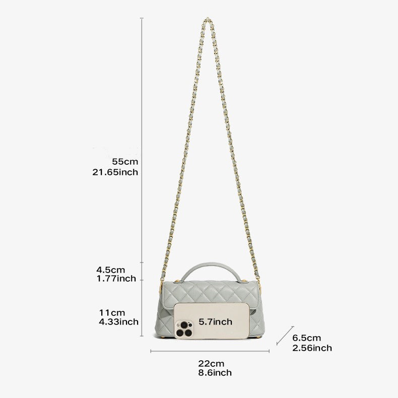 Women’s Genuine Leather Quilted Chain Shoulder Crossbody Bag