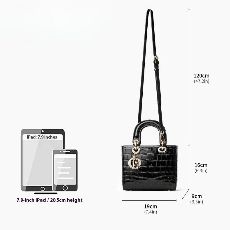 Women's Luxury Croc-Embossed Genuine Leather Top-Handle Bag