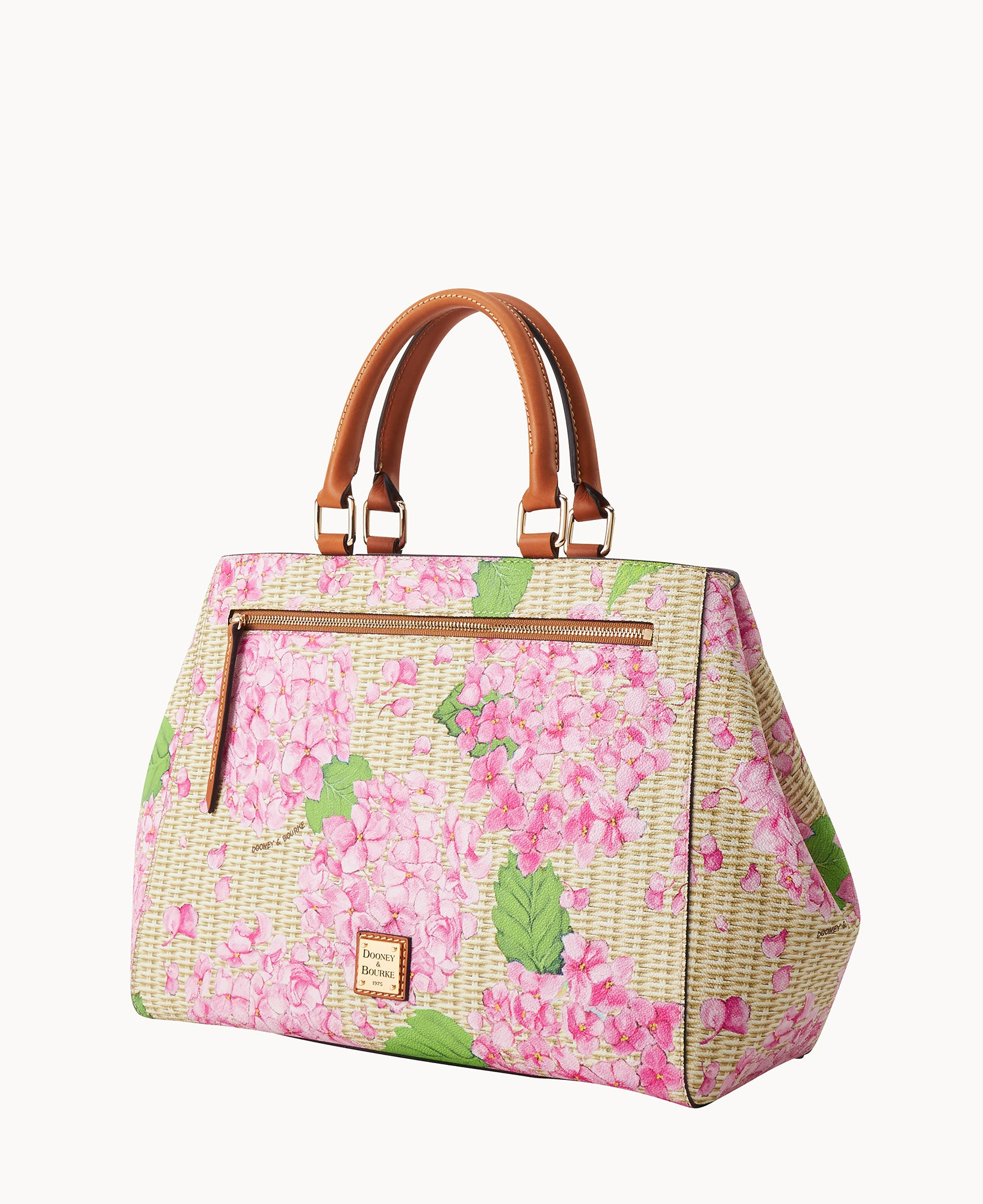 Hydrangea Basketweave Zip Satchel