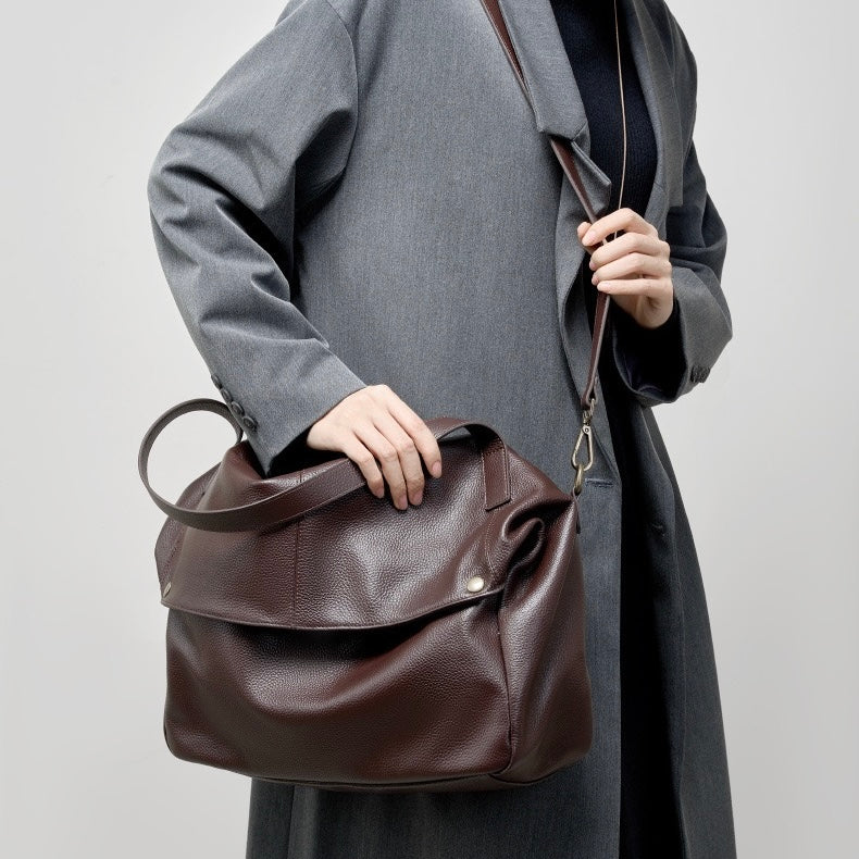 Women's Retro Genuine Leather Soft Minimalist Casual Tote Bag
