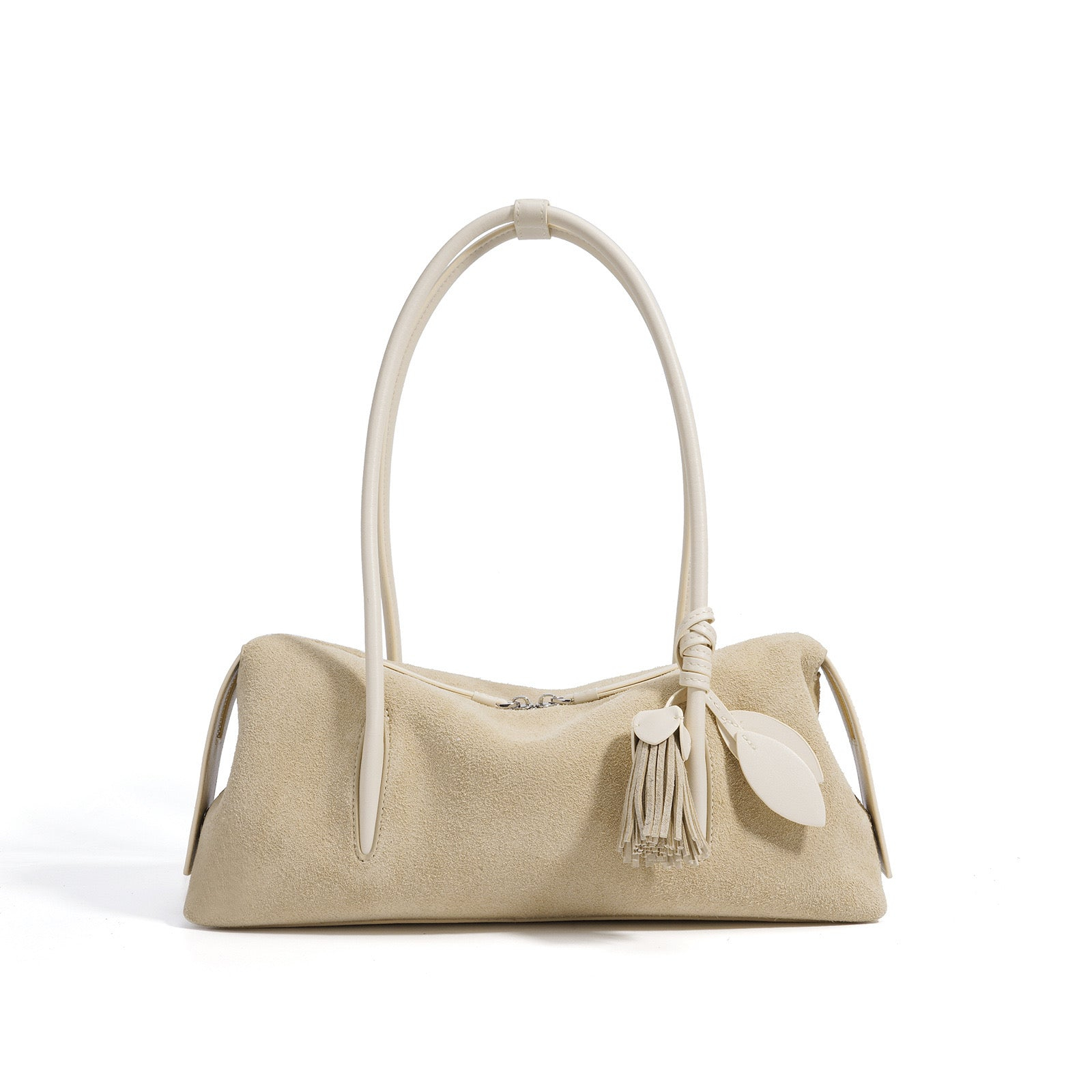 Matte Genuine Leather Tassel Pendant Shoulder Pillow Bag