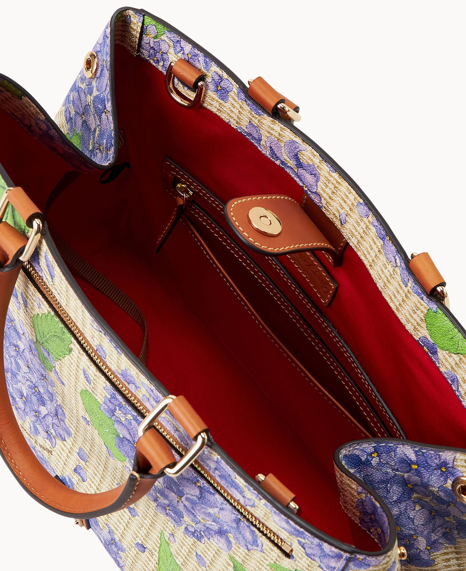 Hydrangea Basketweave Zip Satchel