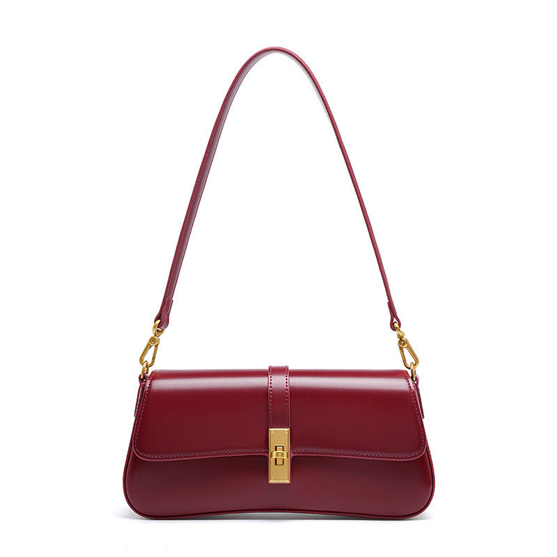 Women’s Genuine Leather Vintage Crossbody Shoulder Baguette Bag