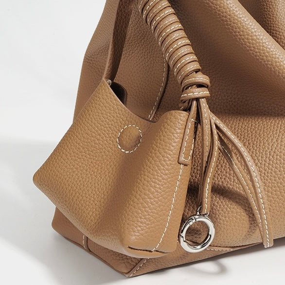 Women's Genuine Leather Minimalist Tote Dumpling Bag Shop Handbag