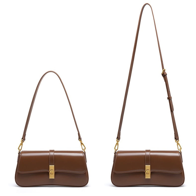 Women’s Genuine Leather Vintage Crossbody Shoulder Baguette Bag