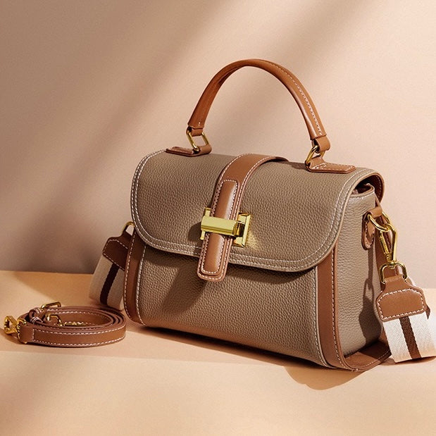 Women’s Luxe Minimalist Leather Structured Top Handle Crossbody Bag