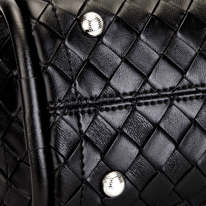 Premium Leather Woven Large Capacity Versatile Tote Crossbody Basket Bag