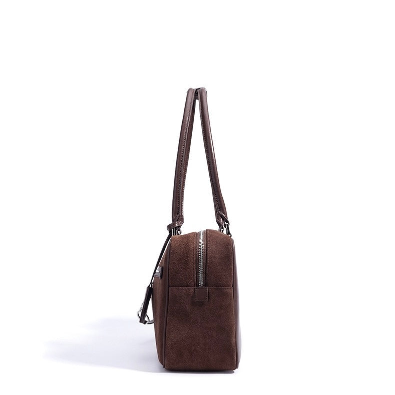 Women’s Matte Leather Pillow Shoulder Bag – Vintage Tote for Daily Commute