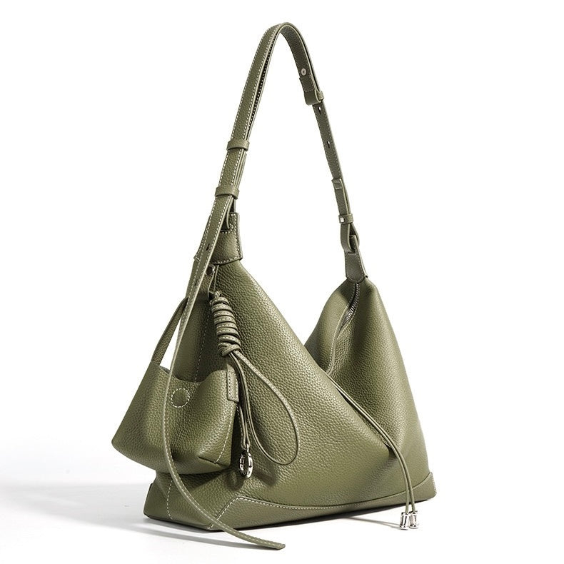 Women's Genuine Leather Minimalist Tote Dumpling Bag Shop Handbag