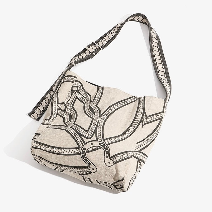 Pony Totem Print Slouchy Large Capacity Lightweight Shoulder Bag