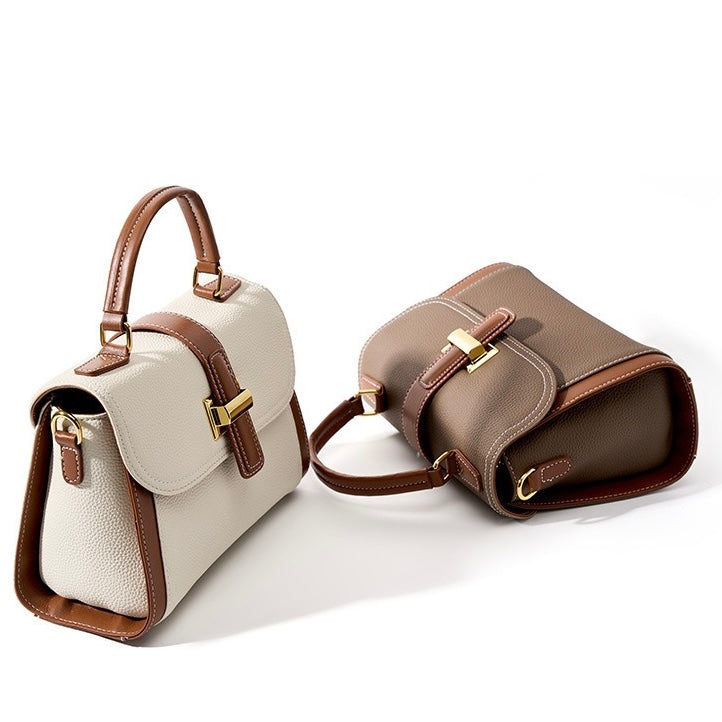 Women’s Luxe Minimalist Leather Structured Top Handle Crossbody Bag