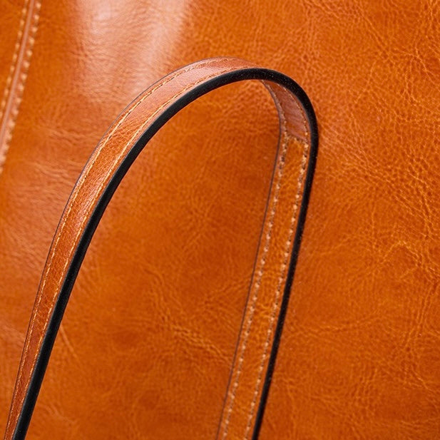 Women’s Genuine Leather Large Tote Shoulder Bag – Daily Commuter Essential