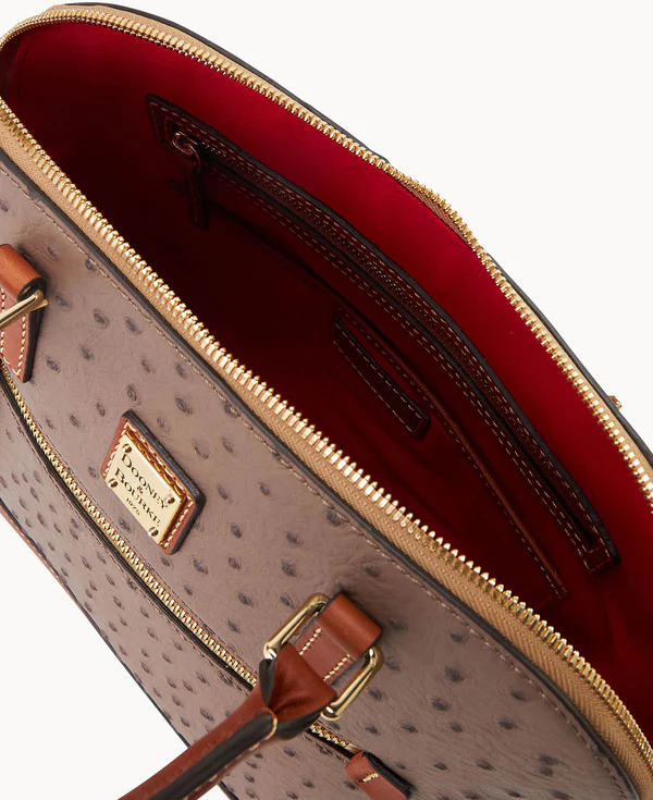 Ostrich Domed Zip Satchel