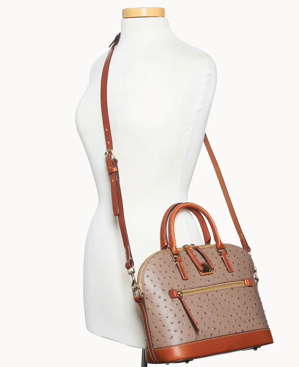 Ostrich Domed Zip Satchel