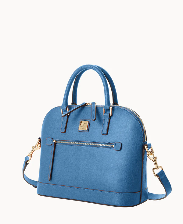 Saffiano Domed Zip Satchel