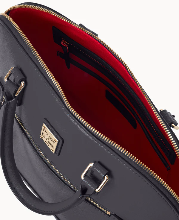 Saffiano Domed Zip Satchel