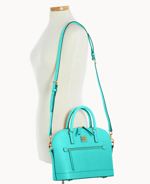 Saffiano Domed Zip Satchel