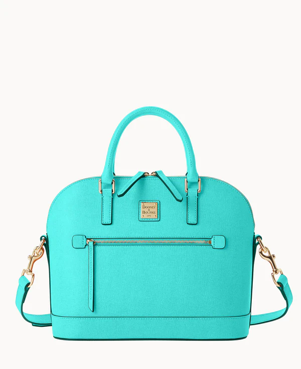 Saffiano Domed Zip Satchel