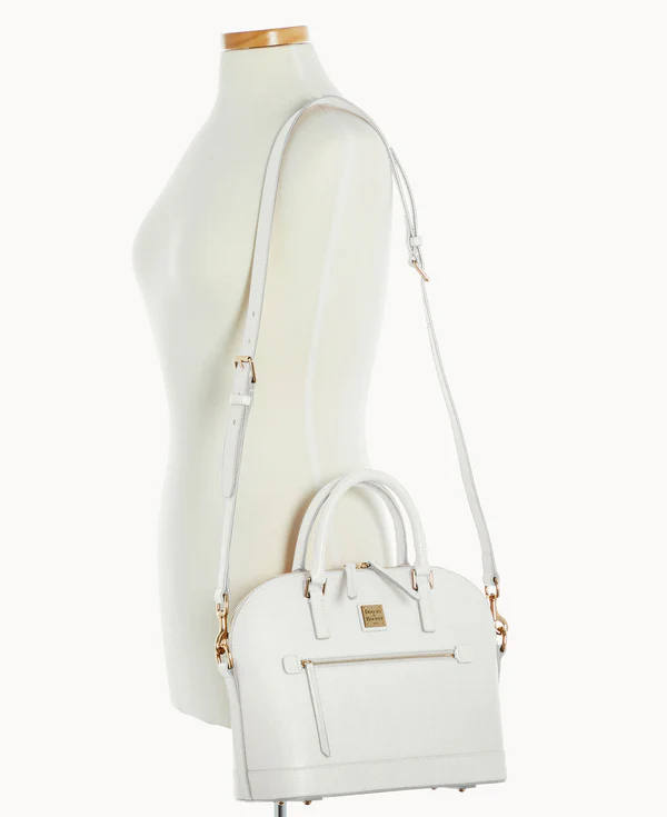 Saffiano Domed Zip Satchel