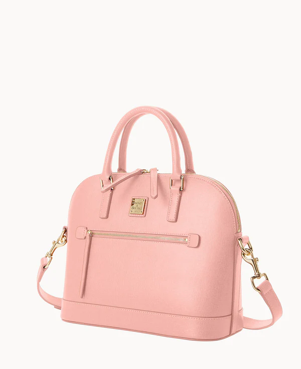 Saffiano Domed Zip Satchel