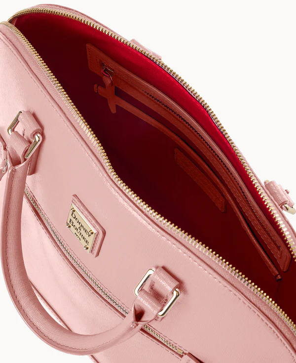 Saffiano Domed Zip Satchel