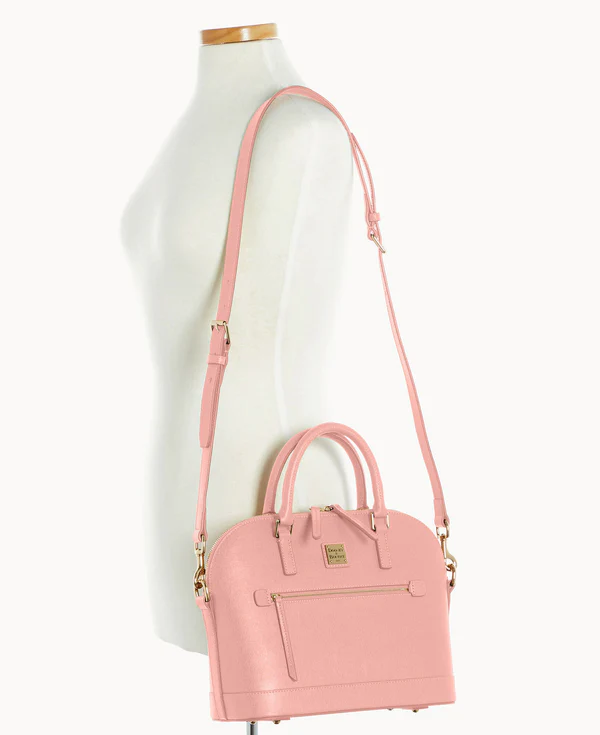 Saffiano Domed Zip Satchel