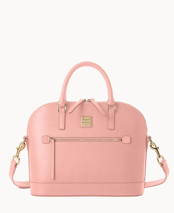 Saffiano Domed Zip Satchel
