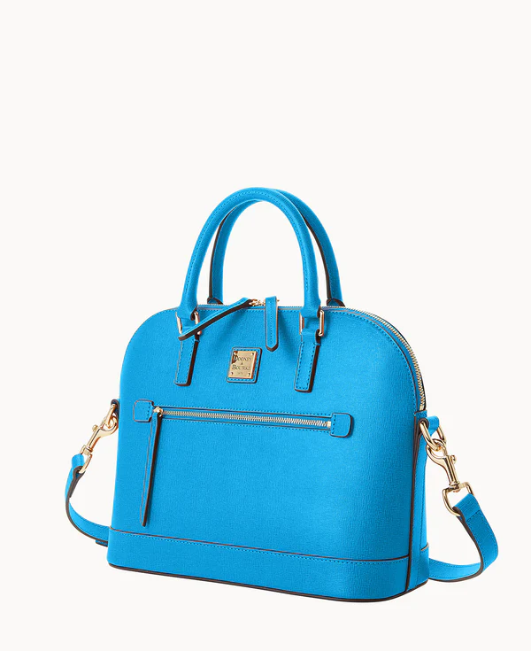Saffiano Domed Zip Satchel