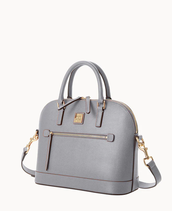 Saffiano Domed Zip Satchel