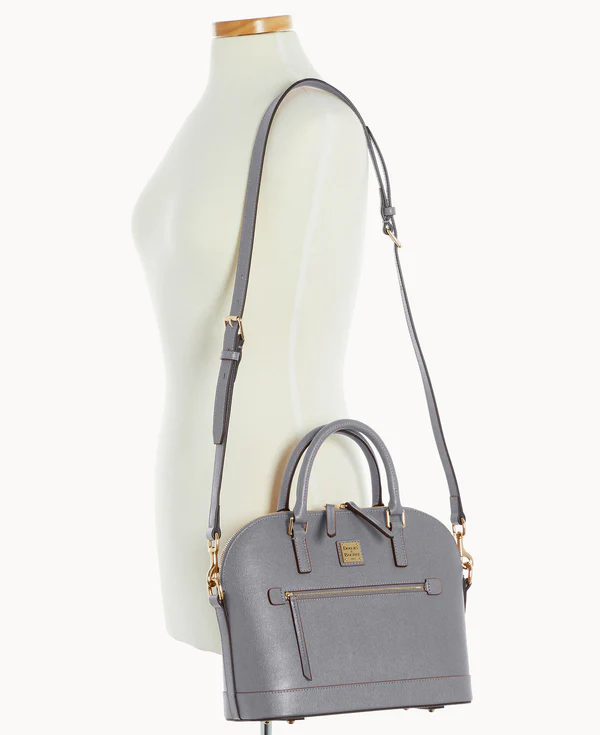 Saffiano Domed Zip Satchel