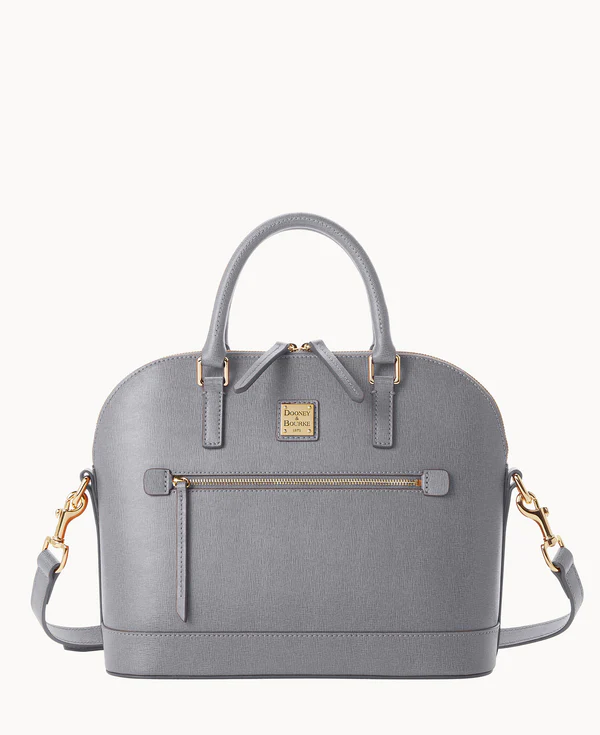 Saffiano Domed Zip Satchel