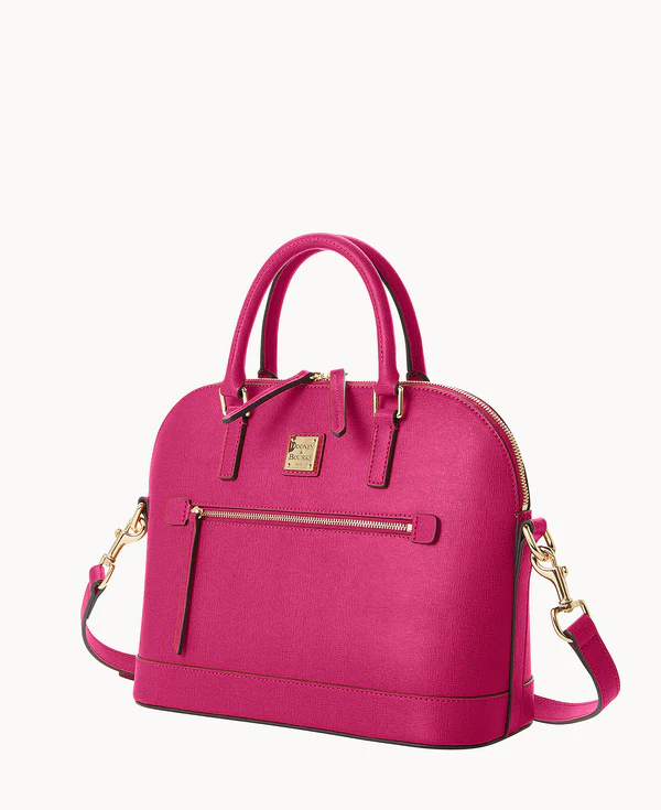 Saffiano Domed Zip Satchel